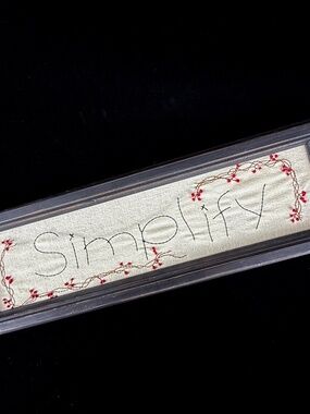 Wood Framed Art Simplify Crewel Primitive Embroidery Stitchery 19 X 6 inches